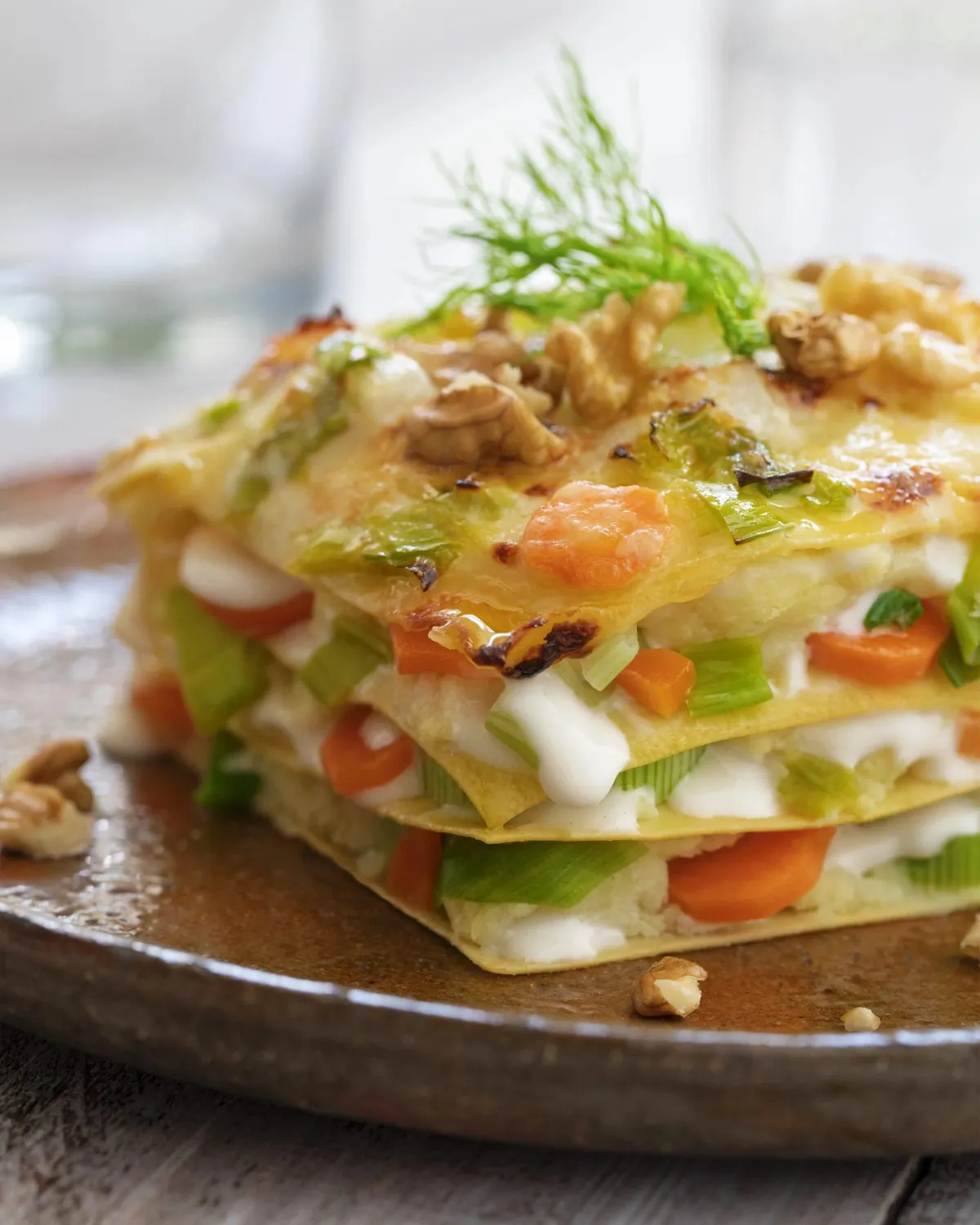 Яичная лазанья со свежими овощами