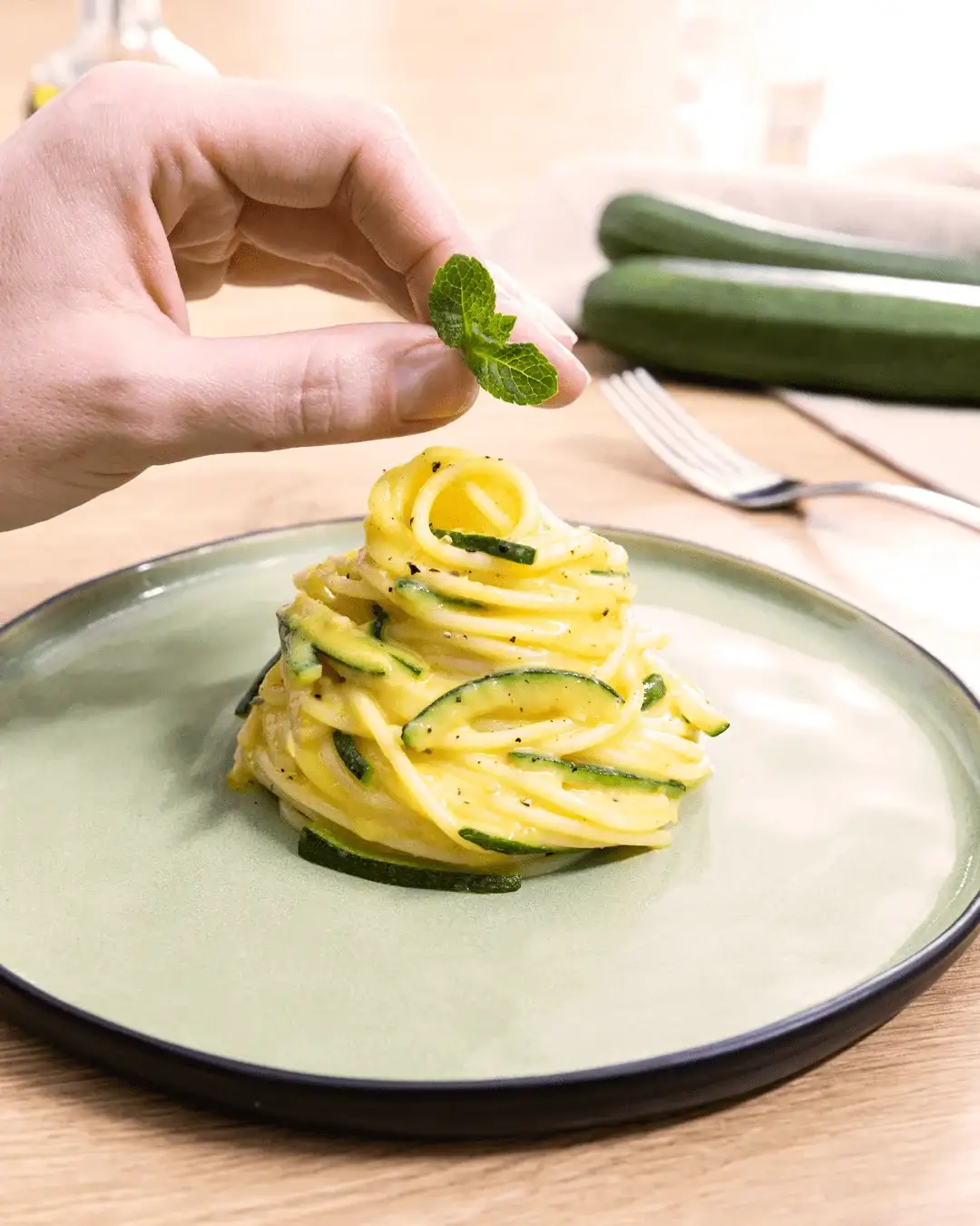 Спагетти Карбонара с цукини